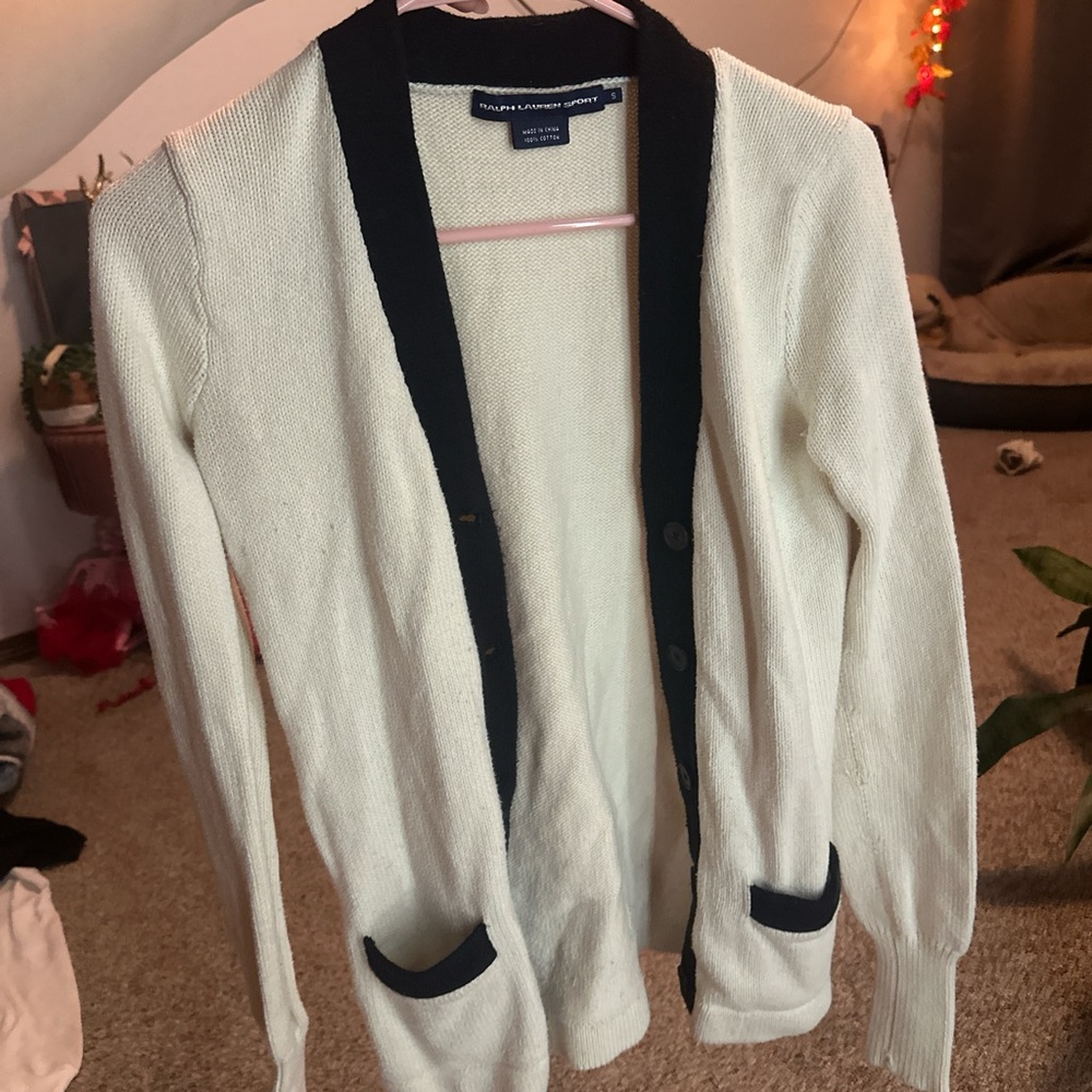 Ralph Lauren Women's Cream and Black Cardigan